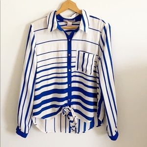 Forever 21 Button Down Tie Front Top